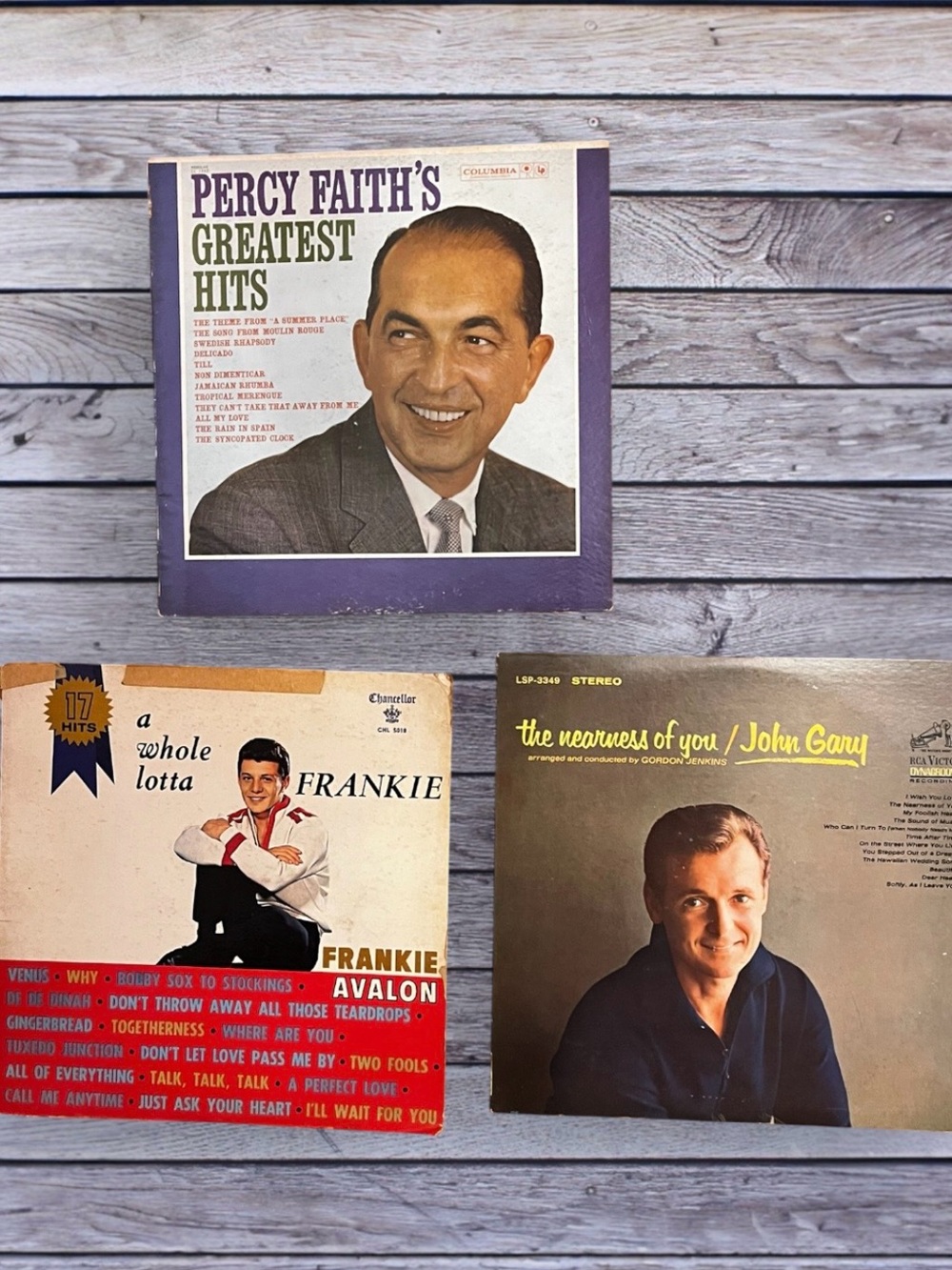 Vintage Vinyl records Frankie Avalon, John Gary, Percy Faith,